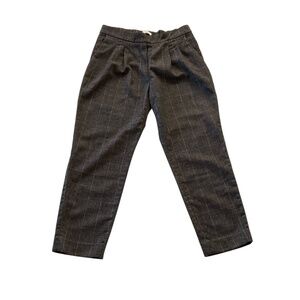 Aritzia Babaton Cohen Plaid Pant Sz8 Gray Wool Blend Cropped Trouser Cozy Luxury